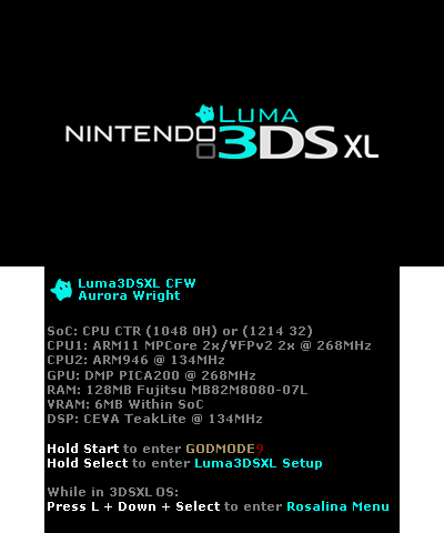 Luma3DS XL BIOS