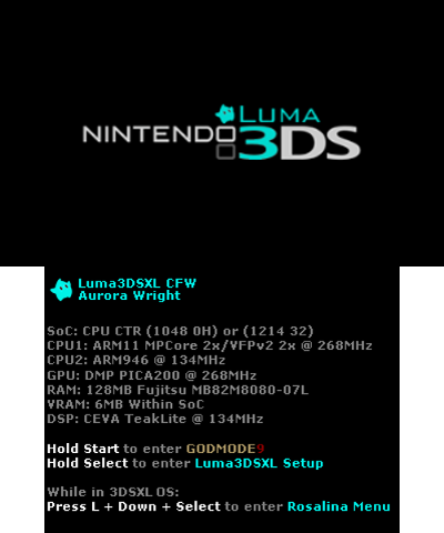 Luma3DS BIOS - Old 3DS w/gm9